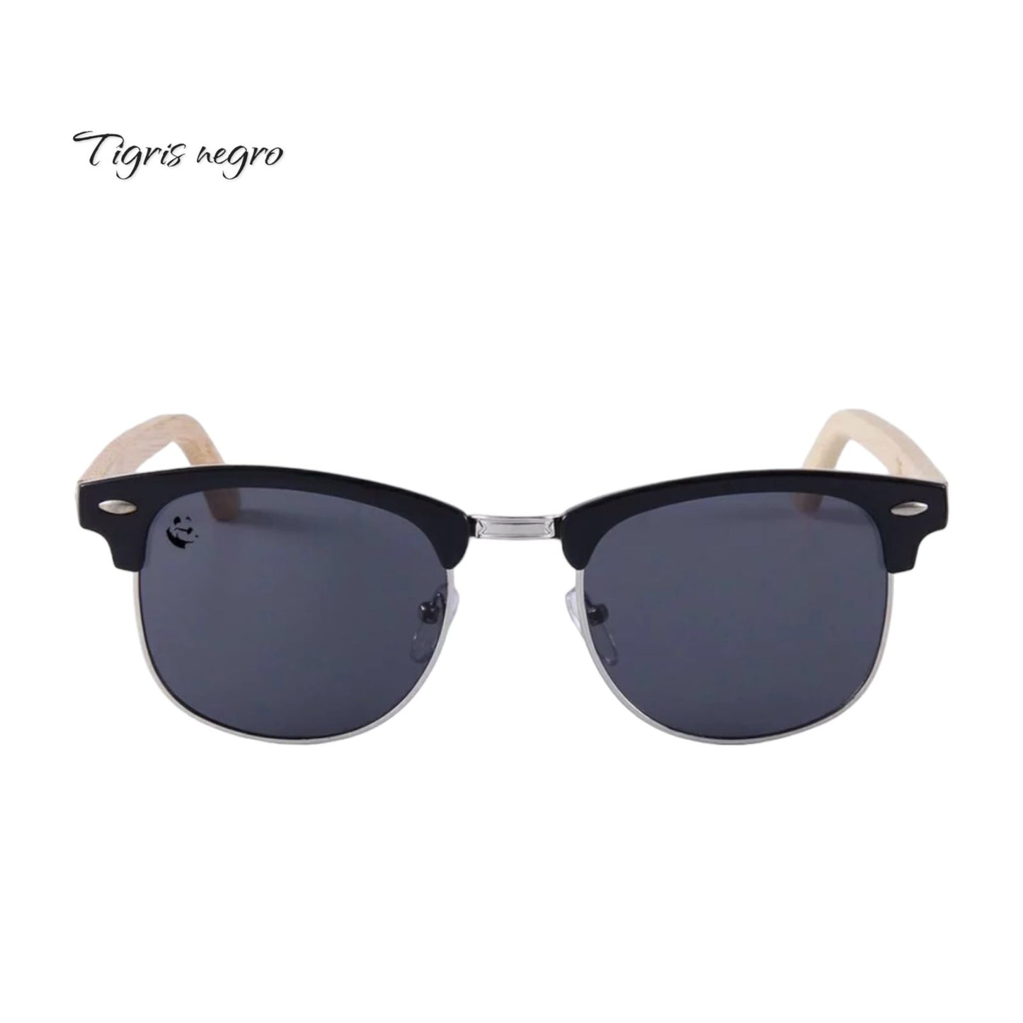 Lentes de Sol Tigris Negros Oscuros & Patillas de Bambú - UV400 Unisex