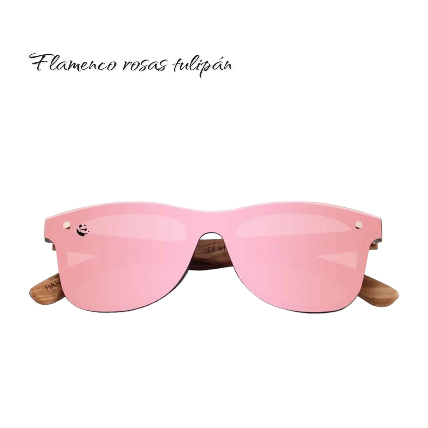 Lentes de Sol Flamenco Rosas Tulipán Espejados & Patillas de Madera - Polarizados UV400 Dama