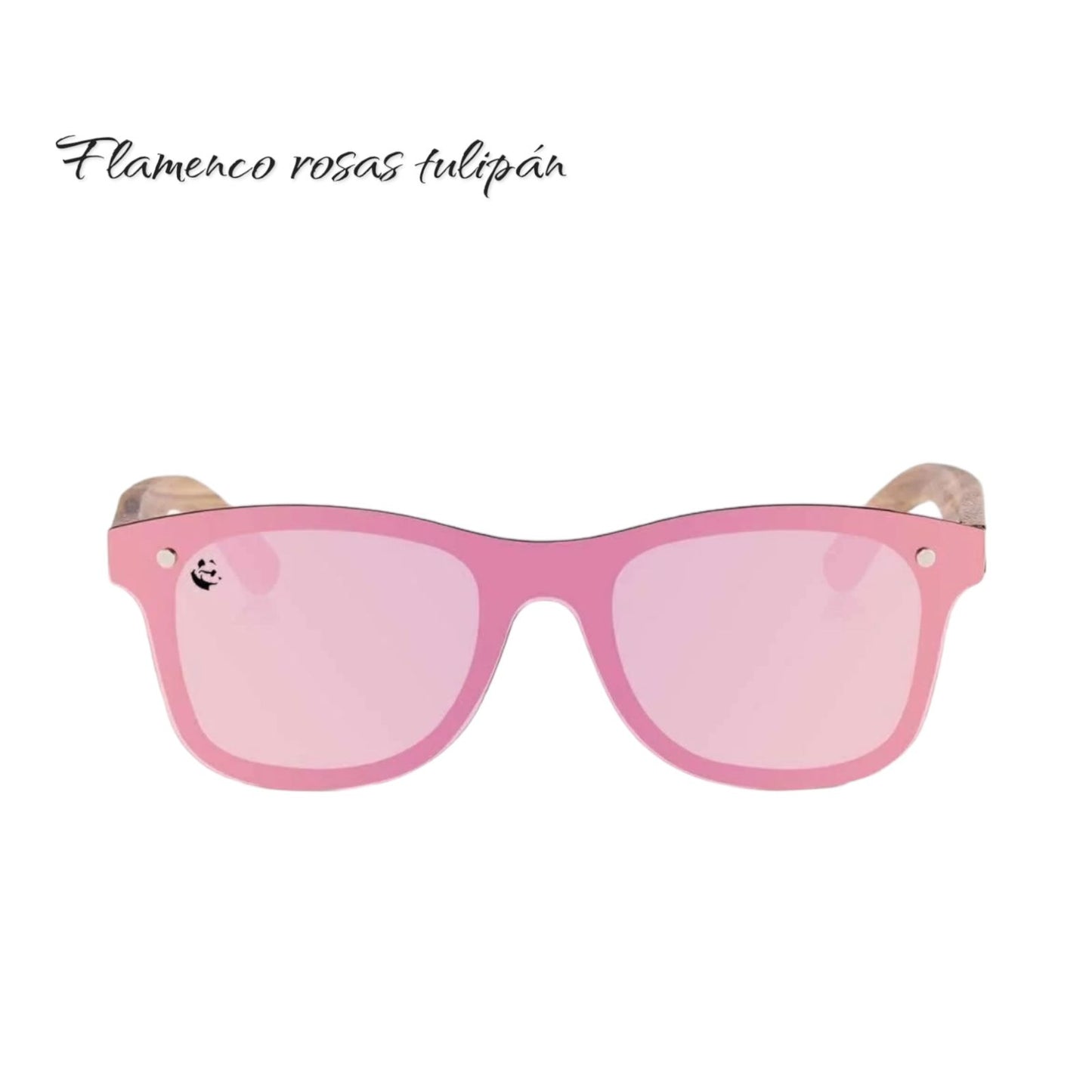 Lentes de Sol Flamenco Rosas Tulipán Espejados & Patillas de Madera - Polarizados UV400 Dama