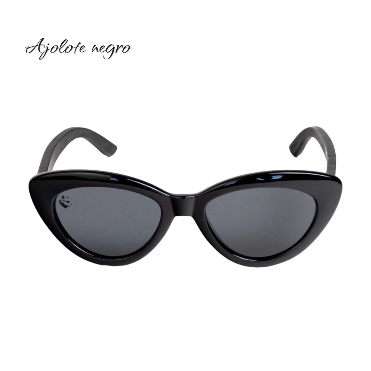 Lentes de Sol Ojo de Gato Ajolote Negro Oscuros & Patillas de Madera - Polarizados UV400 Dama