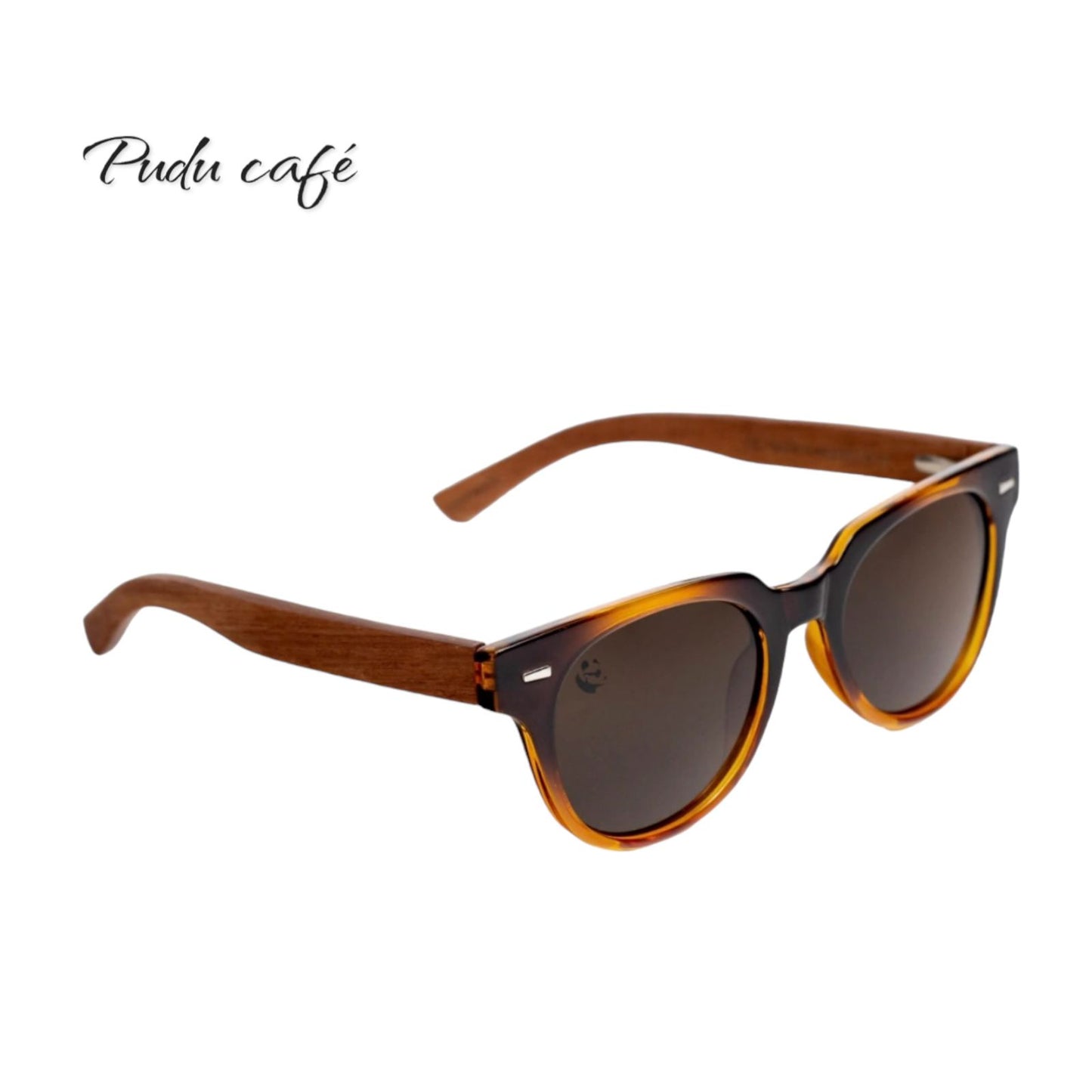 Lentes de Sol Pudu Café Oscuros & Patillas de Madera - Polarizados UV400 Unisex