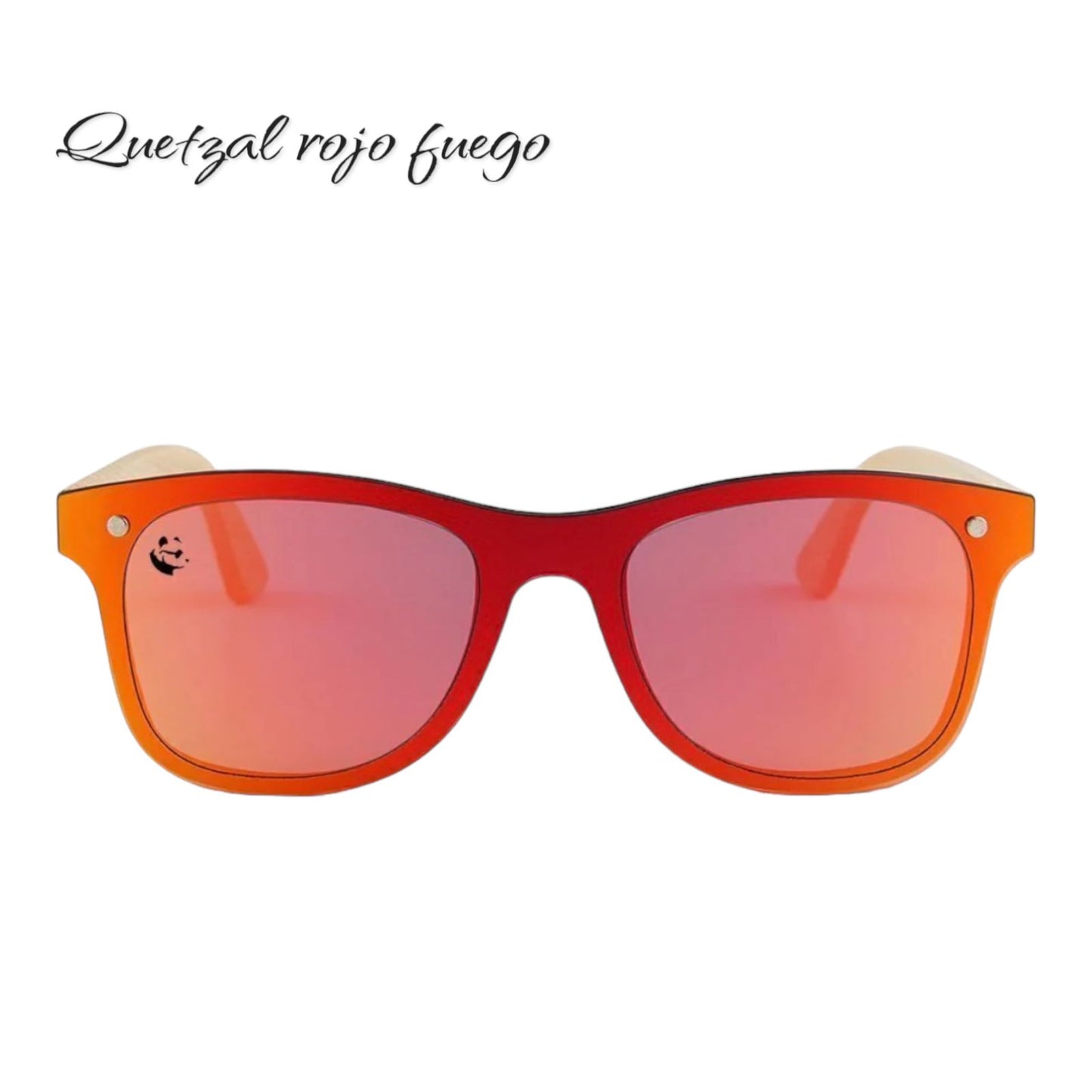 Lentes de Sol Quetzal Rojo Fuego Espejados & Patillas de Bambú - UV400 Unisex