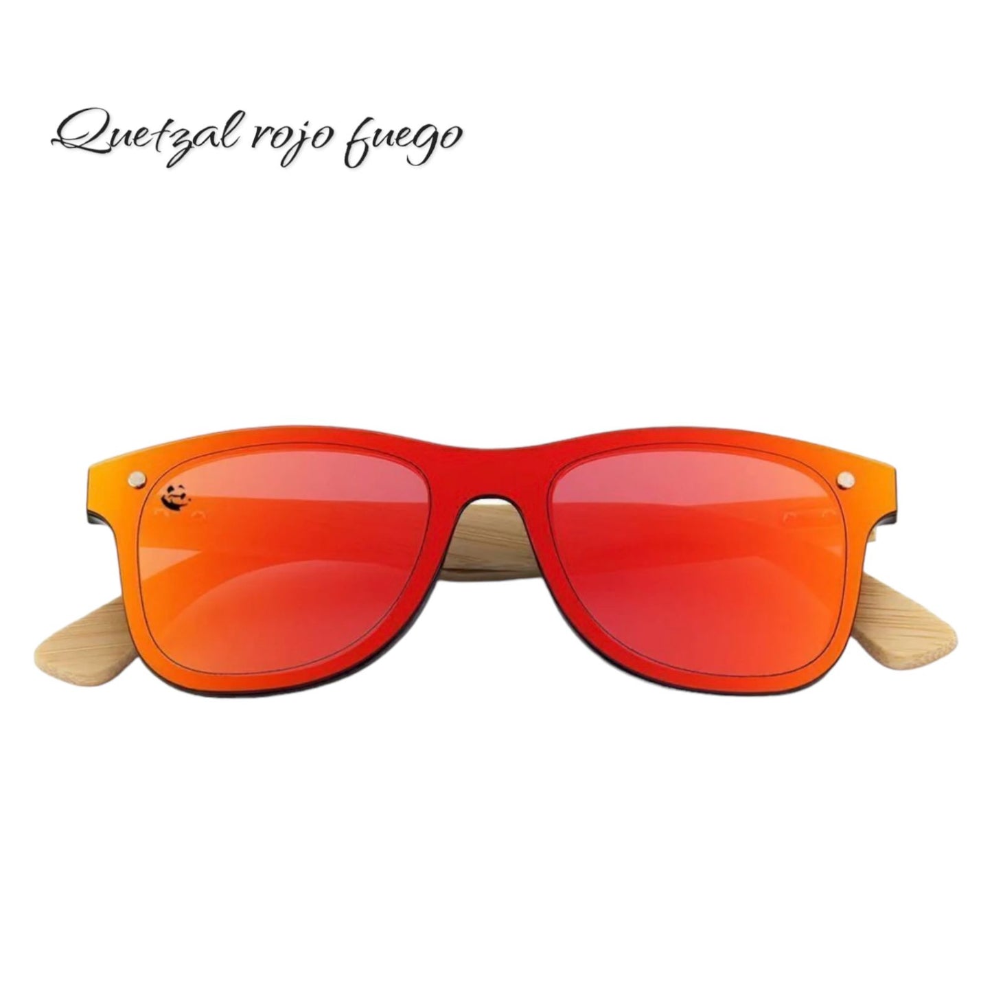 Lentes de Sol Quetzal Rojo Fuego Espejados & Patillas de Bambú - UV400 Unisex