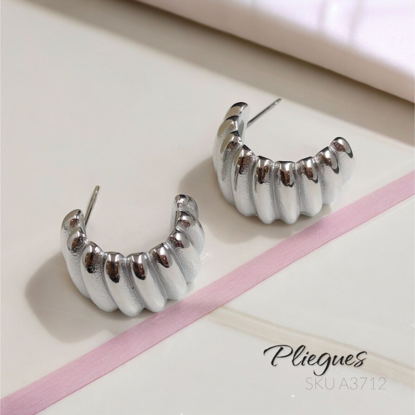 Aretes Pliegue Acero Inoxidable
