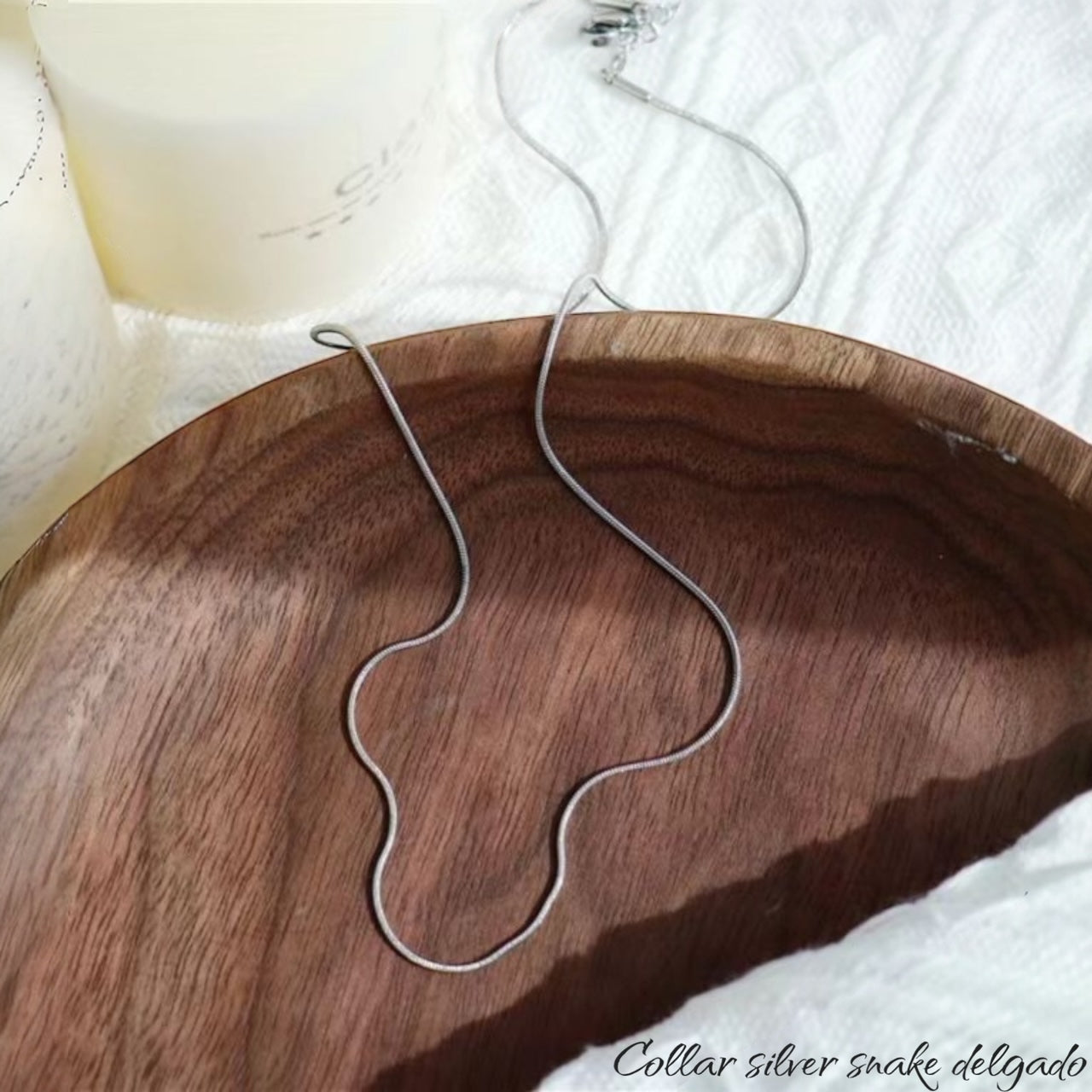 Collar silver snake delgado