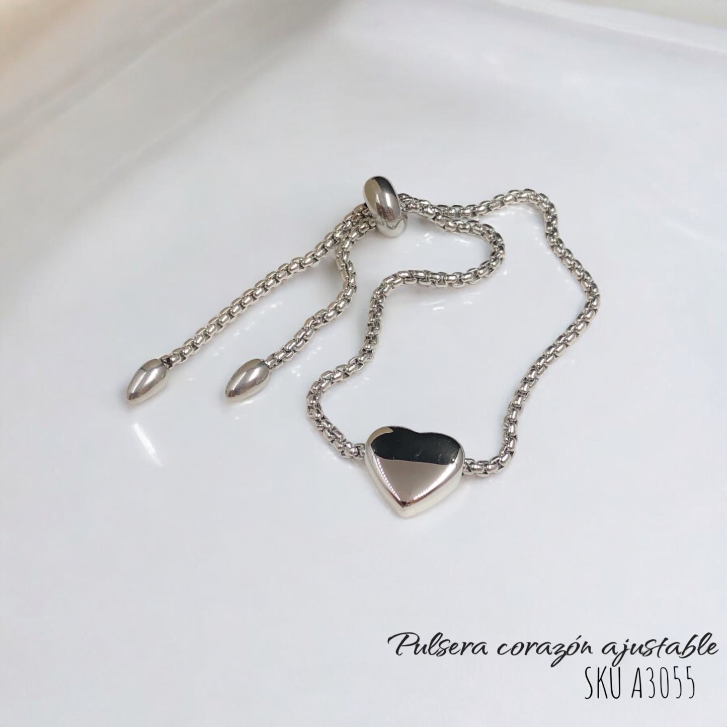 Pulsera Corazón Ajustable Acero Inoxidable