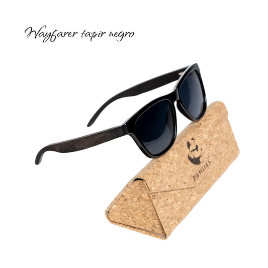 Lentes de Sol Wayfarer Tapir Negro Oscuros & Patillas de Madera - Polarizados UV400 zados UV400 Caballero