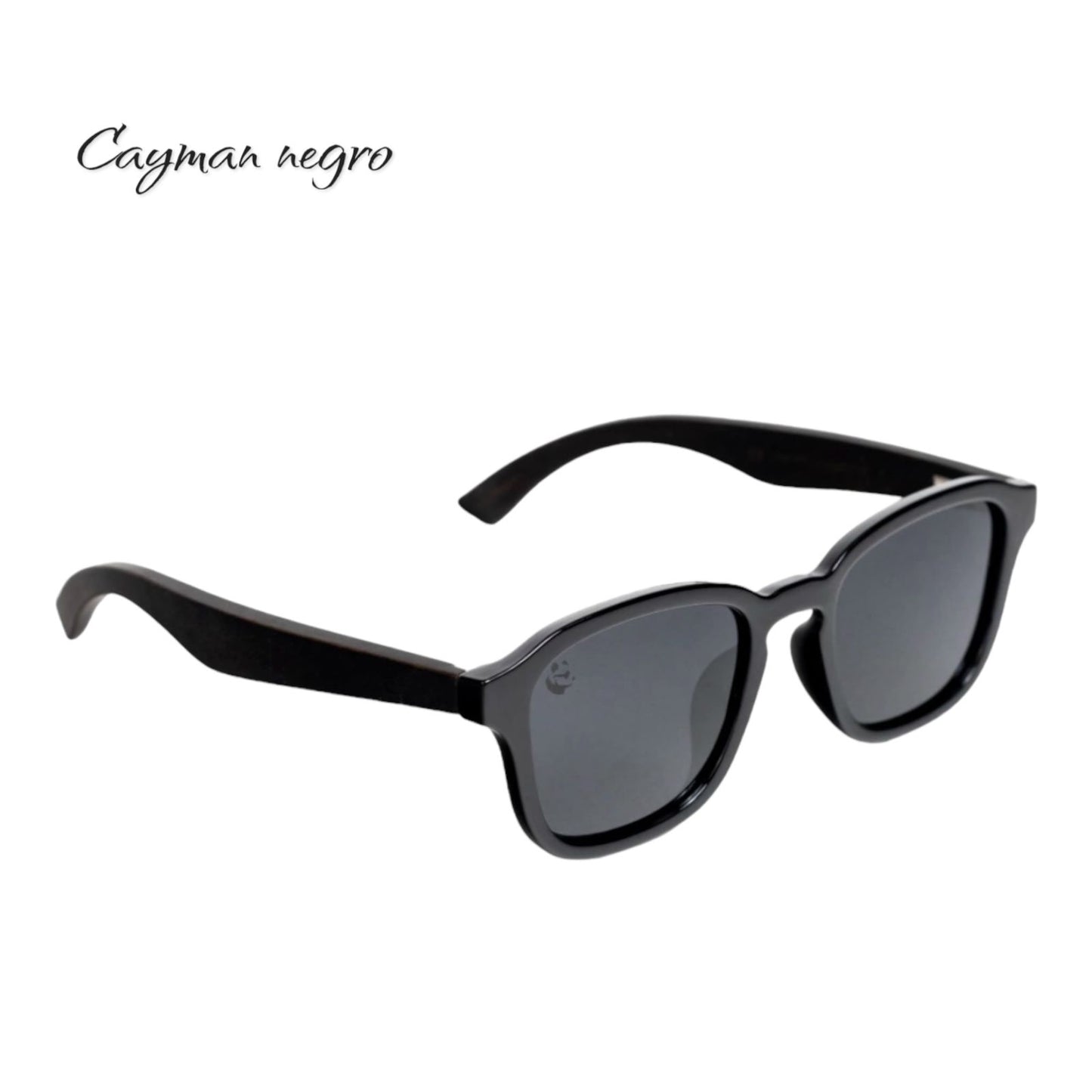 Lentes de Sol Cuadrados Cayman Negro Oscuro & Patillas de Madera - Polarizados UV400 Unisex