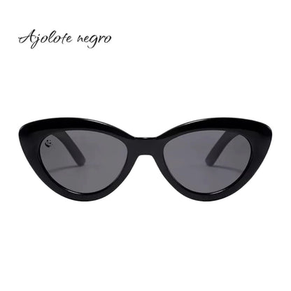 Lentes de Sol Ojo de Gato Ajolote Negro Oscuros & Patillas de Madera - Polarizados UV400 Dama
