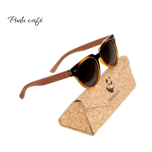 Lentes de Sol Pudu Café Oscuros & Patillas de Madera - Polarizados UV400 Unisex