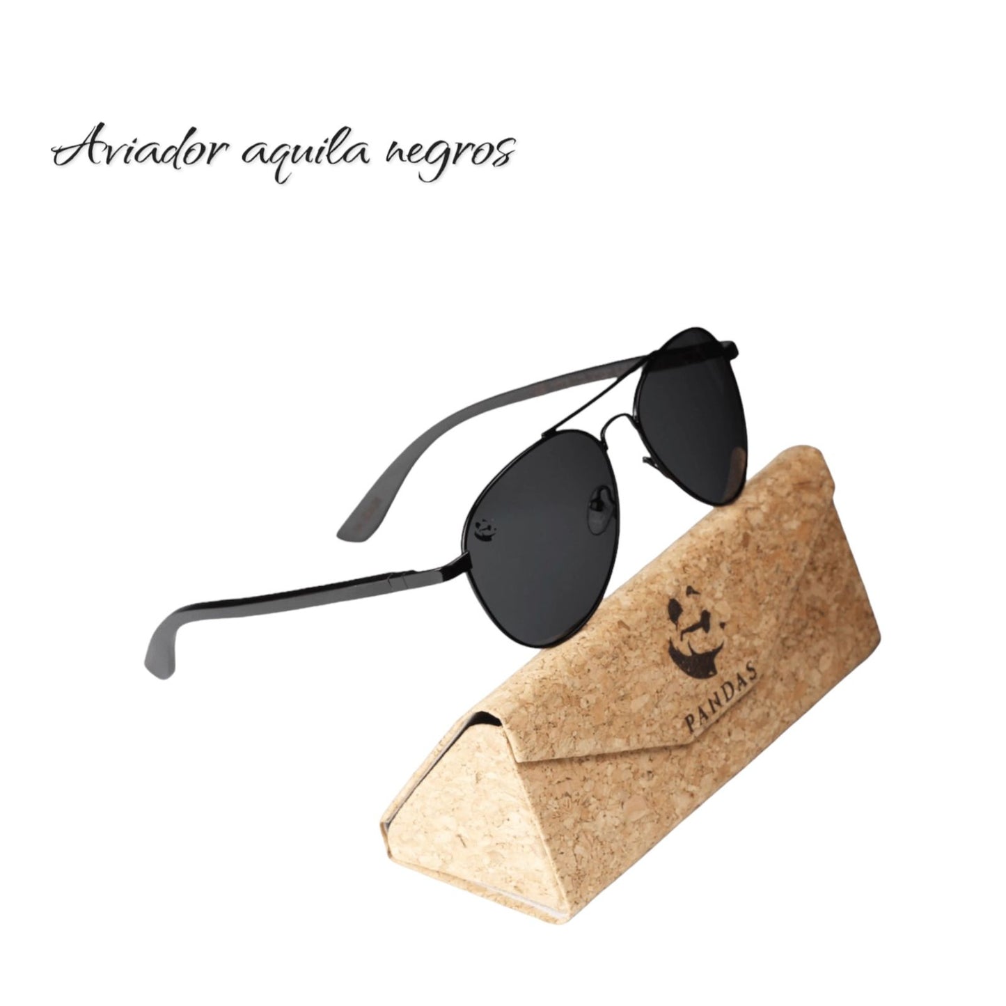 Lentes de Sol Aviador Aquila Negros Oscuros & Patillas de Madera - Polarizados UV400 Unisex