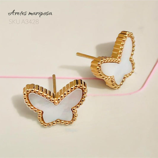 Aretes Mariposa Acero Inoxidable