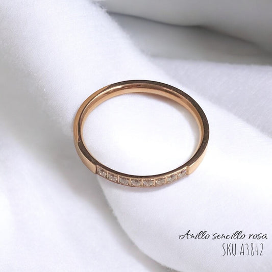 Anillo Sencillo Rosa Acero Inoxidable